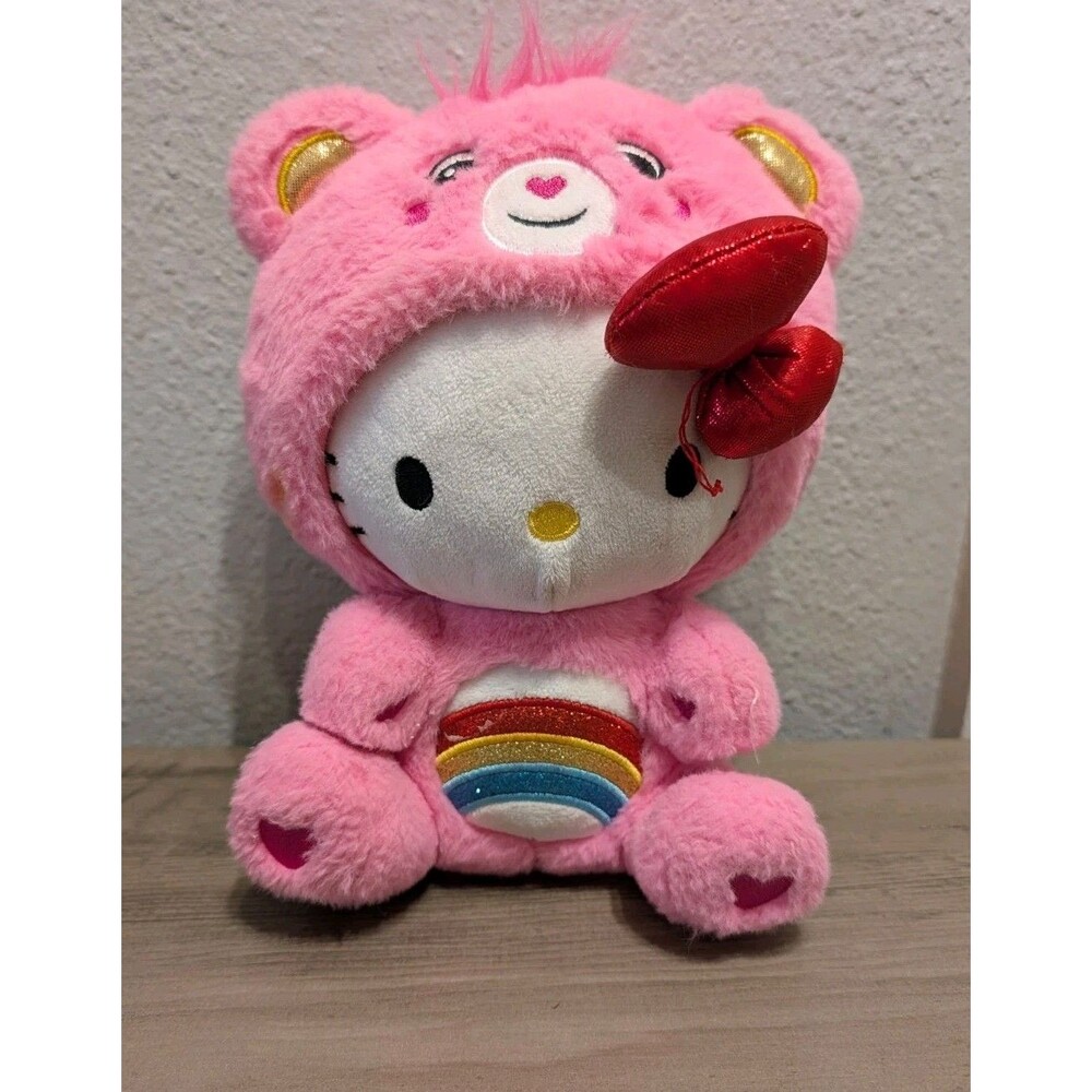 Basic Fun Hello Kitty x Care Bears Cheer Bear Pink Plush Stuffed Animal